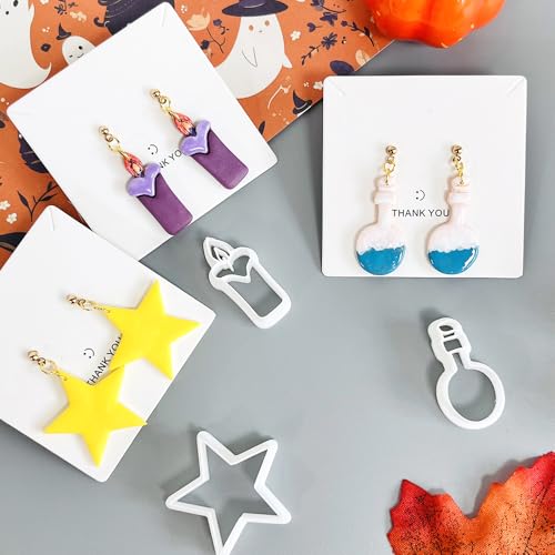 Xaekicr Halloween Polymer Clay Cutters Set – 8Pcs Clay Earring Cutters for Polymer Clay Jewelry, Ghost Bat Skull Pumpkin Shapes Clay Tools and Molds for DIY Crafts - color: A color