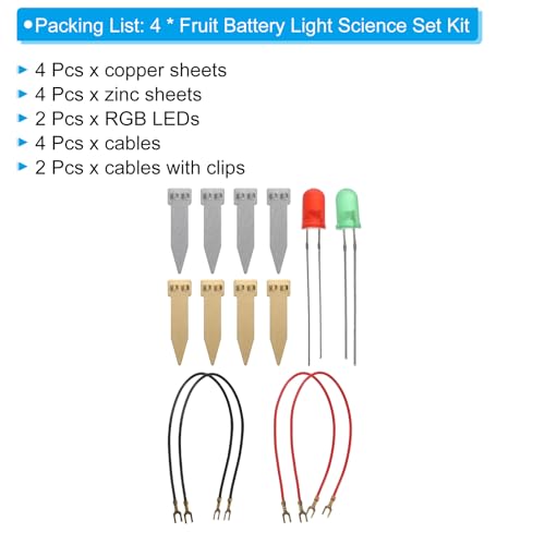 PATIKIL 4 Set Fruit Battery Fruit Battery Light Science Kit DIY Experiment
