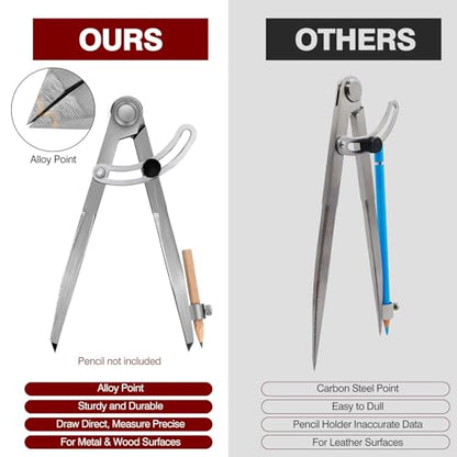 6 inch Alloy Professional Woodworking Pencil Compass Scribe Tool with Lock - size: 1 Count (Pack of 1)