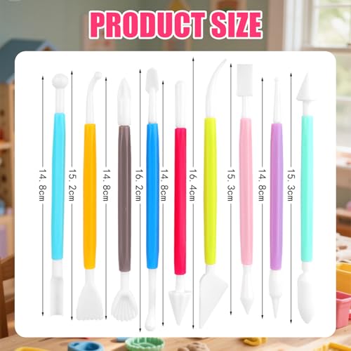 Basic Polymer Clay Tools, Clay Sculpting Tools Acrylic Roller Pin, Clear Rectangle Sheet Press Board, Double-Ended Pottery Carving Set for Beginner (15) - size: 15