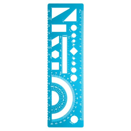 HARFINGTON Multifunctional Geometric Rulers 15cm Metric and SAE Aluminum Straight Edge Protractor Angle Math Measuring Rulers Geometric Drawings Templates for Drawing Drafting, Blue - color: Light Blue