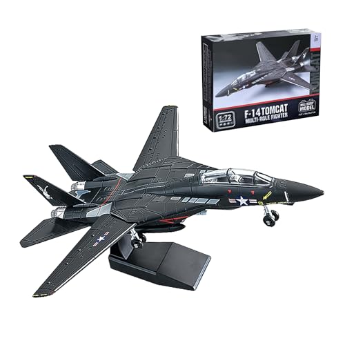 1:72 Scale F-14 Tomcat Fighter Jet Quick Build Model Kit (Black) - color: Black
