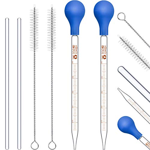 Weewooday 8 Pcs 10 ml Glass Dropper Pipettes with Rubber Bulb Stir Rod Blue - color: Blue, size: 10 ml