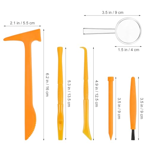 VOSAREA Kids Dig Kit 3 Sets Excavation Tool Kit with Hammer Chisel Brush Scraper Magnifying Lens for Gemstone Digging Archaeology Play Hands-on Learning