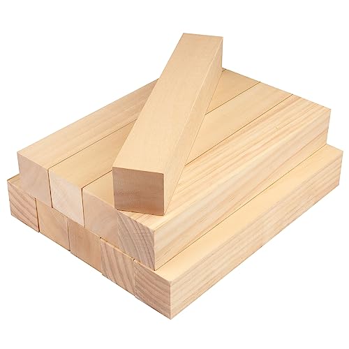 10 Pack Basswood Carving Blocks, 8x2x2 Inches Basswood Blocks for Beginner to Advanced Carvers, Ideal for DIY Projects and Gifts, Soft and Smooth, Easy Whittling and Carving,by GNIEMCKIN - size: 10 Pack 8x2x2 Inches