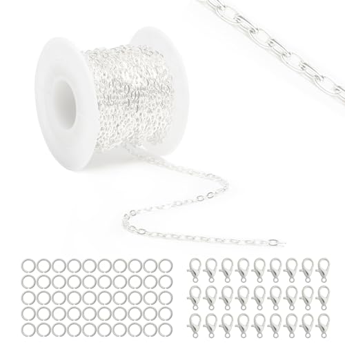 Lemonkey 33 Feet Silver Chains for Jewelry Making,Necklace & Craft - color: Silver, size: 2mm