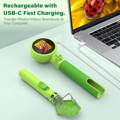 Microscope for Kids with Bug Catcher, 1080P HD Digital Handheld Portable Kids Microscope, 2 in 1 STEM Science Educational Learning Kit Christmas Birthday Gifts Toys for 3-15 Boys & Girls (Green) - color: Bug Catcher & Microscope Kits Green