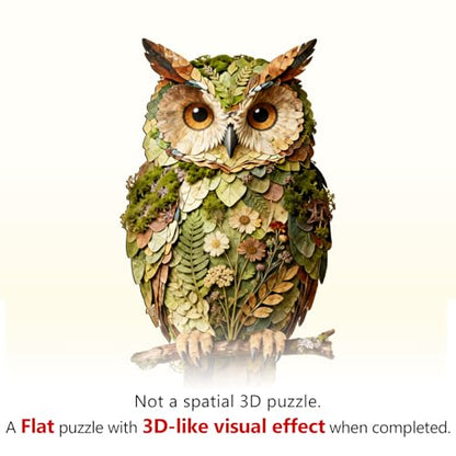 Wooden Puzzles for Adults, 8.9 × 5 in 70 pcs Leaf Owl Wood Puzzles - color: Leaf Owl, size: Small