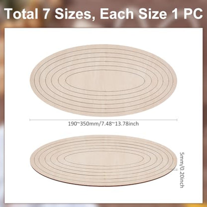 UNICRAFTALE 7Pcs Ceramics Plate Forming Molds Oval Pottery Tools Wooden Concentric Geometric Figure Rail Set Clay Molds DIY Dish Slump Mold for Ceramic Cutting and Printing Blank Modeling - size: 19-35cm Long