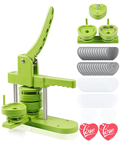 Happizza Heart-Shaped Button Maker Machine, Detachable Heart DIY Pin Button Maker Press Machine Kit, Badge Button Press Machine Pin Maker Machine with Free 100pcs Button Parts - size: Heart shape