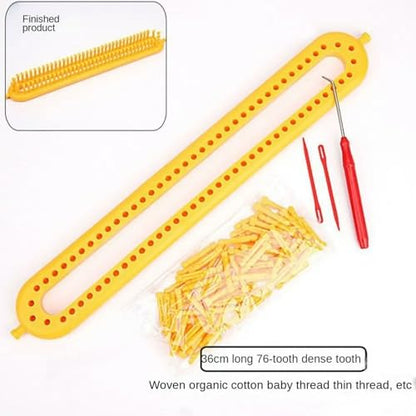 Dense Teeth Rectangle Knitting Looms，Plastic Weaving Looms Set，Weaving Loom，Scarf Hats Making Tools，DIY Crocheting Handmade Craft Kit with a Crochet Hook and Needle for Knitting Lovers，36 cm (Yellow) - size: Rectangle,36cm,Close Pegs