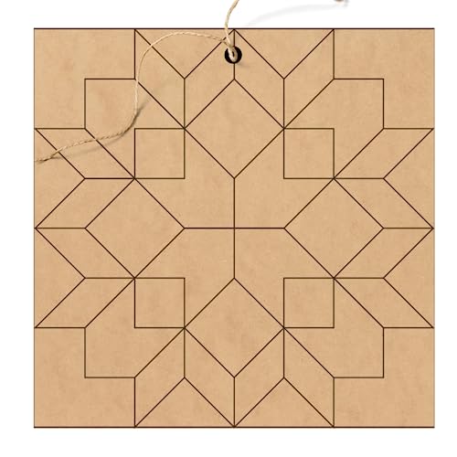 Set of 4 Barn Quilt Christmas Ornaments to Paint | Large Flower Wood Kit