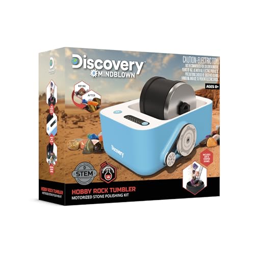 Discovery™ Rock Tumbler Deluxe Set – Stone Polishing Kit with Rocks, 4 Grits, Gem Case| STEM Science Project Kit for Kids & Beginners| Cool Toy for Boys & Girls Ages 8+