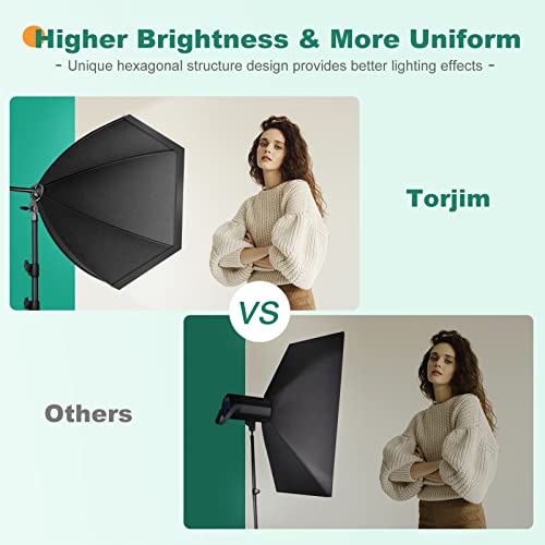 Torjim Softbox Lighting Kit - 30"X30" Professional Photography Lighting for Filming, Model Portrait, Product & Fashion Photography - size: 30" octa + 2Pcs