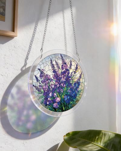 Acrylic Jigsaw Puzzle Suncatcher - Violet Garden - color: Violet Garden, size: S-7.4in*7.4in