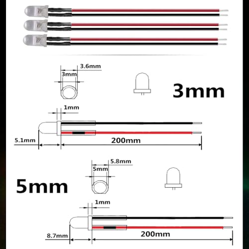30pcs 3mm White Candle Flickering Lights LED Emitting Diodes Pre Wired 7.9 inch DC 12v LED Light Clear Lens Small LED Lamps - color: White, size: 3mm Candle Flickering