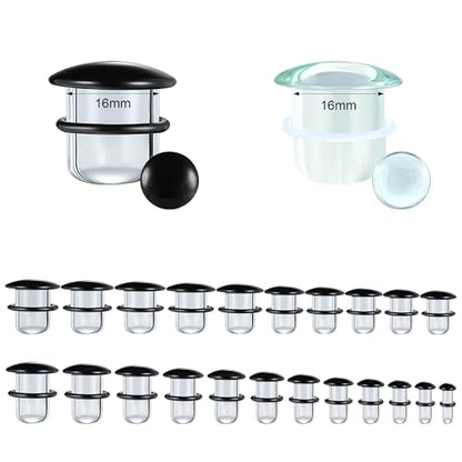 Glass Ear Stretching Kit Gauges 3mm-25mm Single Flare Plugs 4Pcs - color: Clear/Black, size: 16mm（5/8"）