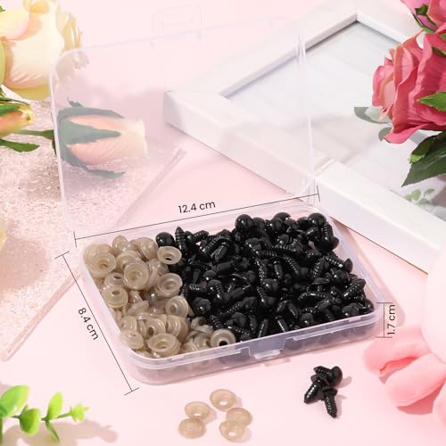 Vanblue Safety Eyes 260PCS 10mm Plastic Black Craft Eyes Teddy Bear Eyes with Washers for Amigurumi Stuffed Animals Crochet Toys Crafts Making Halloween Decorations - size: 10mm