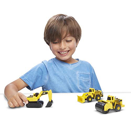 CAT Construction Toys CAT Construction Die Cast Metal 3 Pack Vehicles - Steam Roller/Excavator/Wheel Loader for Ages 3+ - style: Steam Roller, Excavator, Wheel Loader