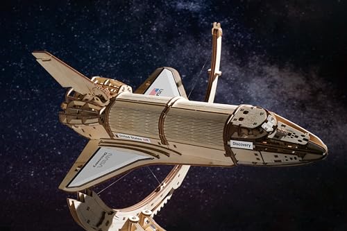 UGEARS NASA Space Shuttle Discovery - Wooden Models to Build for Adults - Space Shuttle Model Kit - Mechanical 3D Puzzle Wooden Model Kit for Adults - Spacecraft Model with Detailed Features