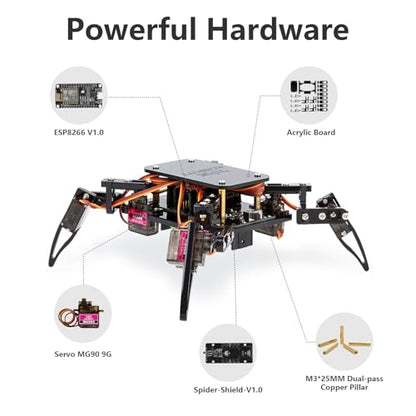 ACEBOTT STEM Robotics Science Kits for Adults, ESP8266 Spider Robot Building Kit, App Remote Control, Walking Crawling Fun Educational Toy for 12 + Year Old Boys, Girls, Teens, Adults Unique Gifts