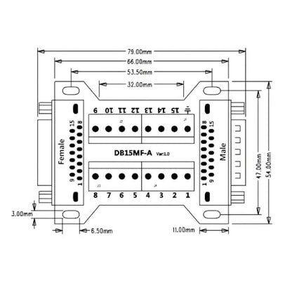 DB15 Male Female Connector in One Breakout Board Serial Adapter (2 Pcs) - style: DB15
