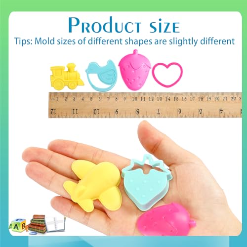 HyDren 40 Pcs Mini Dough Tools 1 Inch Cookie Cutters Sand Molds Colorful