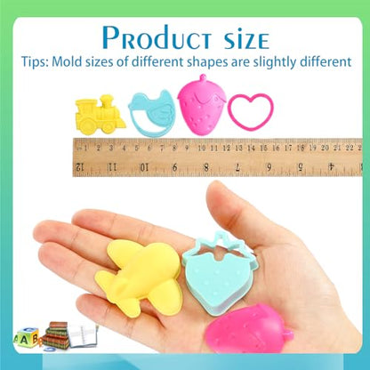 HyDren 40 Pcs Mini Dough Tools 1 Inch Cookie Cutters Sand Molds Colorful