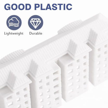 Vaguelly Miniature Apartment Building Model 4 Pack Plastic Dollhouse Accessories for DIY Miniature Buildings Architectural Models Sand Table Layouts Tabletop Decor 2.99 X 1.37 X 0.82 in