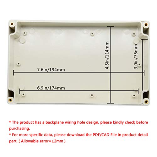 LeMotech ABS Plastic Junction Box Dustproof Waterproof IP65 Electrical Enclosure Box Universal Project Enclosure Grey with PC Transparent Clear Cover 8 x 4.7 x 2.2 inch（200 x120 x56 mm） - size: 8" X 4.7" X 2.2"