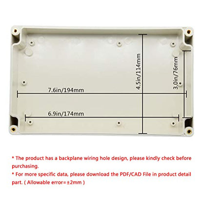 LeMotech ABS Plastic Junction Box Dustproof Waterproof IP65 Electrical Enclosure Box Universal Project Enclosure Grey with PC Transparent Clear Cover 8 x 4.7 x 2.2 inch（200 x120 x56 mm） - size: 8" X 4.7" X 2.2"