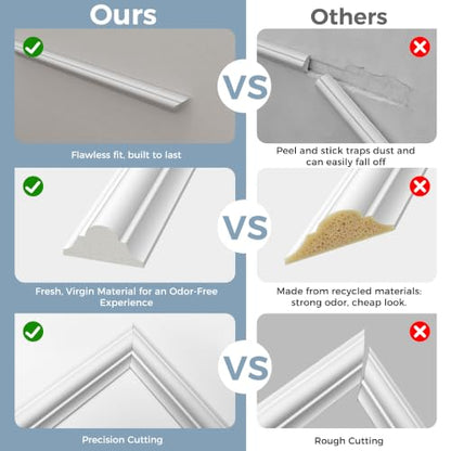Teabelle Pre-Cut Wall Molding Kit, 6 Pcs Ready to Assemble Wainscoting - color: White-02