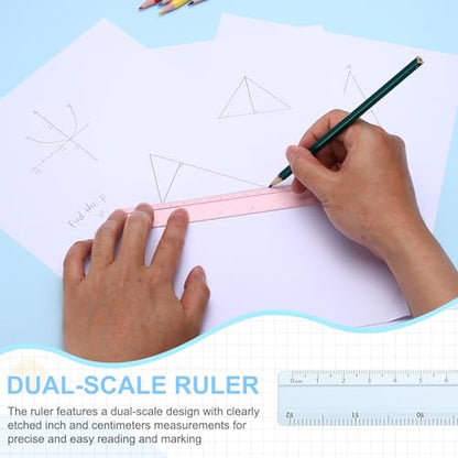 PATIKIL Metal Ruler 12 Inch/30cm, 2 Pcs Aluminum Straight Edge Ruler, Dual Scale Measuring Tool with Inch/Centimeter Scales & Hole for Math Office Drawing Engineering Home, Blue - color: Blue