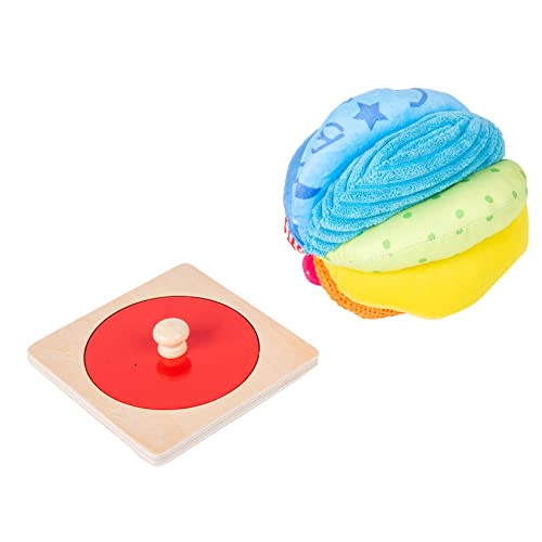 Adena Montessori Play Kit: Knob Puzzle & Fabric Ball, 6-12m