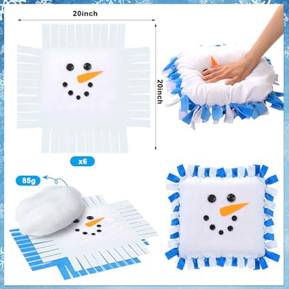 Chunful 6 Sets Winter Button Snowman Tied Pillow Craft Kit - style: Winter Snowman