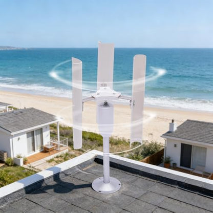 Vertical Wind Turbine Model Generator, 12V 3-Phase Permanent Magnet Generator, 3 Blade Windmill Power Charger Kit, Rotating Speed 150-1000rpm, for Home, Farm, RVs, Boats, Teach Mode