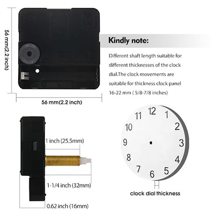 Long Shaft Silent Clock Mechanism Replacement Kit, 32 mm Total Shaft - color: Black