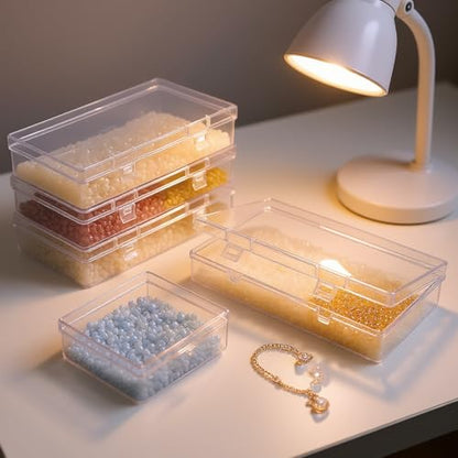 4 Pack Rectangular Clear Plastic Storage Containers 6.1x3.3x1.18 inch - size: 6.1 x 3.3 x 1.18 inch