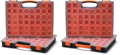 EMENTOL 2PCS Multi-Purpose Portable Organizer Box Set with 44-Removable Compartments, 2 Pieces Professional Boxes with Dimension 16.2"L*13"W*2.3"H (Pack of 2) - size: 2 PCS (Pack of 2)