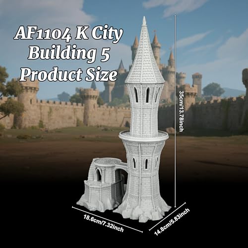AUSPDICE DND Terrain RPG TTRPG Buildings 25mm Unpainted Gothic Wizard Tower - color: Af1104 K City Building 5