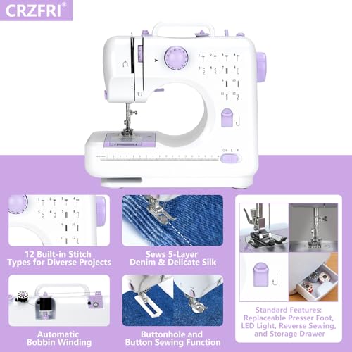 Sewing Machine with Extension Table and Sewing Kit for Beginners - size: Includes Fruit&Green Fabric