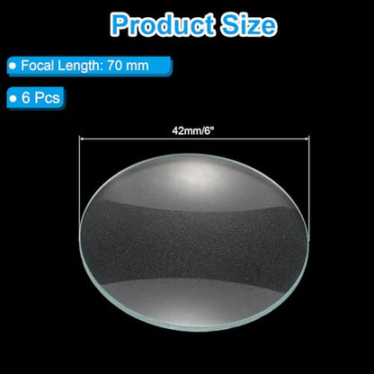 PATIKIL Concave Lens, 70mm Focal Length 42mm (1.7") Diameter Round Glass Magnifying Telescope Lens Trial Set Ground Edge for Lab Physics Class Optics Scientific Experiments, Cyan, 6Pcs - size: 1.7inch