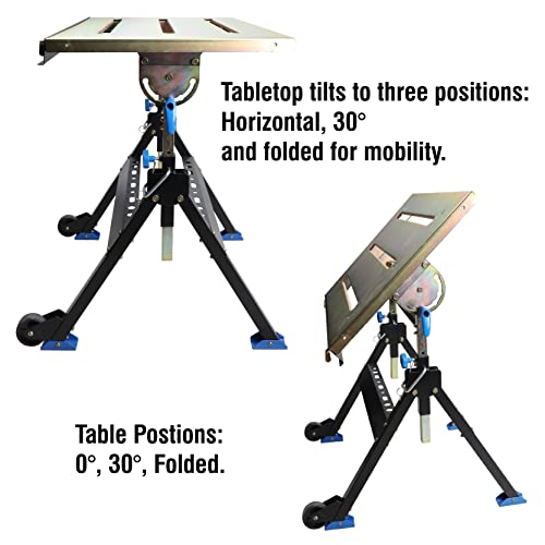 Olympia Tools Adjustable Welding Table with Wheels Portable Steel Stand Workbench 30 in. x 20 in.