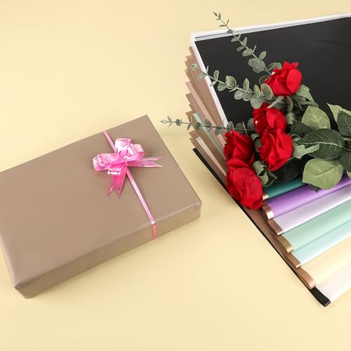 FUHITIM 20 Sheets Flower Waterproof Wrapping Paper(Light Purple) - color: Light Purple