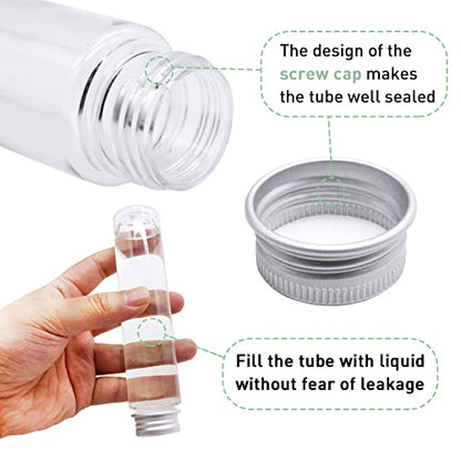 24 Pcs 115ml Test Tubes,Clear Plastic Test Tubes with Caps,Flat-Bottomed Bath Salt Containers for Candy,Gumball Candy,Plant Propagation,Jewelry