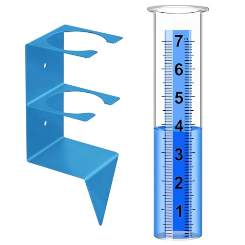 Rain Gauge Outdoor, 7" Capacity Large Rain Gauge Outdoors (Blue) - color: Blue