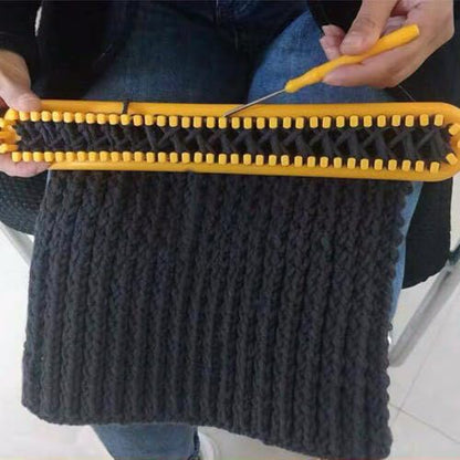 Dense Teeth Rectangle Knitting Looms，Plastic Weaving Looms Set，Weaving Loom，Scarf Hats Making Tools，DIY Crocheting Handmade Craft Kit with a Crochet Hook and Needle for Knitting Lovers，36 cm (Yellow) - size: Rectangle,36cm,Close Pegs
