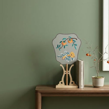 QIZUOLIFE Chinese Embroidery Fan Kit for Beginners - style: Persimmon's Lingering Charm