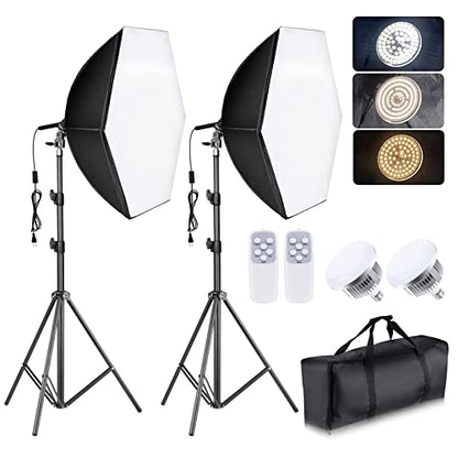 Torjim Softbox Lighting Kit - 30"X30" Professional Photography Lighting for Filming, Model Portrait, Product & Fashion Photography - size: 30" octa + 2Pcs
