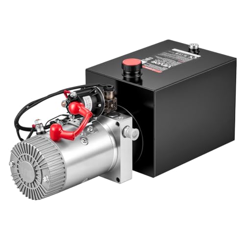 VEVOR 8 Quart Hydraulic Pump, Single Acting Hydraulic Power Unit, 3200 PSI Max Relief Pressure, 0.91 GPM Flow Rate, DC12V 1.6KW Power Unit for Dump Trailer Car Lifting (Horizontal Installation) - size: 20.1×7.3×8.3 inch, style: Single Acting